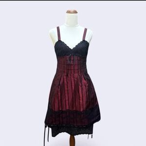 Elegant Burgundy and Black Striped Dress